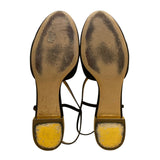 Salvatore Ferragamo Women’s Black Suede Bow Gold Accent Heel Sandals Size 10B
