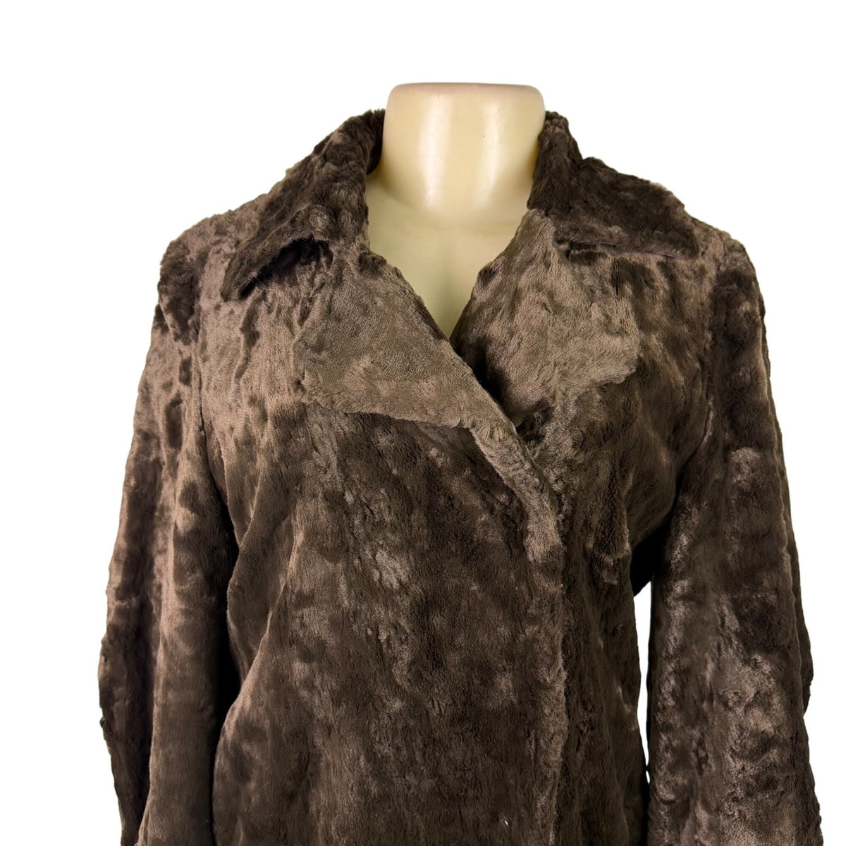 Rebecca Taylor Womens Brown Faux Fur Coat With Satin Lining Winter Luxury Size 4
