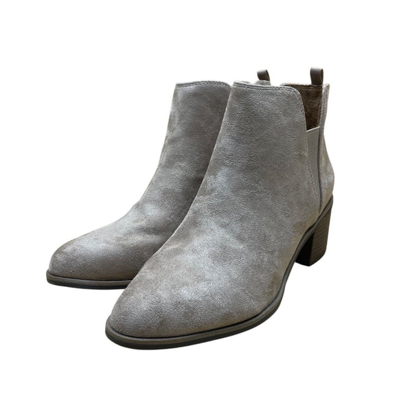 Dr. Scholls Women’s Putty Gray Fabric Block Heel Teammate Ankle Boot Size 8M