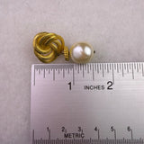 Vintage Faux Pearl & Gold Tone Statement Earrings Drop Style Dangle Design