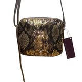 Elliott Lucca Women’s Gold & Brown Metallic Snake Print Sequin Crossbody Bag