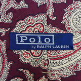Polo By Ralph Lauren Mens Burgundy Silk Paisley Tie Classic Pattern Elegant