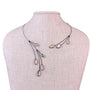 Kristina Collection Womens Pink & Black Metal Oval Stone pink accents Necklace