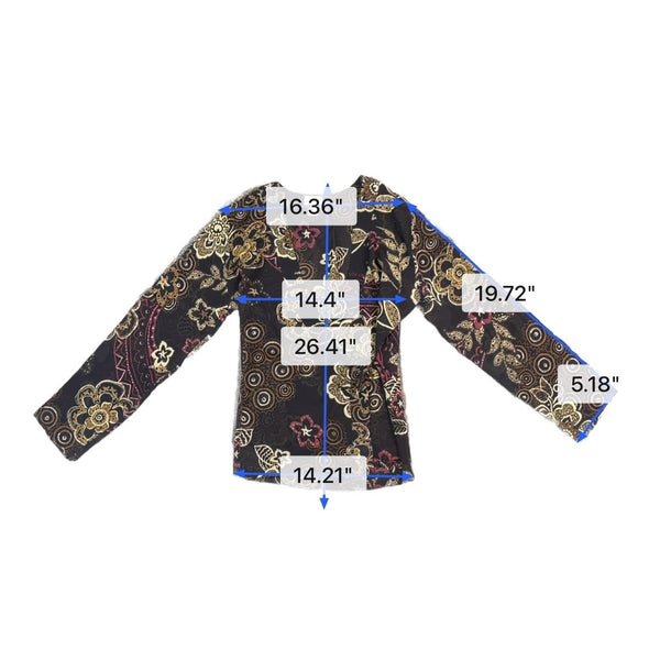 Chicos Womens Black & Multi-Color Silk Blouse With Floral Print Size 1