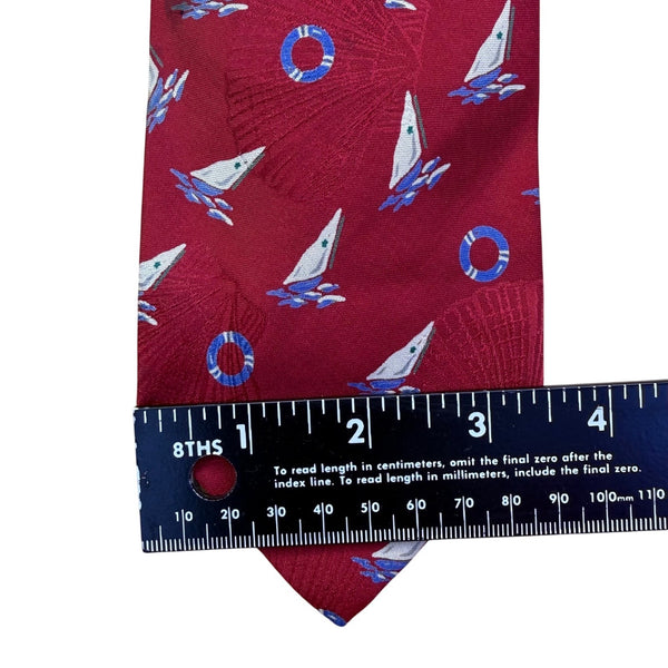 Polo Ralph Lauren Mens Red Silk Nautical Sailboat Pattern Necktie