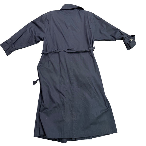 Sanyo Women Navy Blue Double-Breasted Trench Coat Belted With Buttoned Cuffs