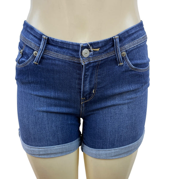 Levis Womens Denim Shorts Rolled Hem Mid-Rise Medium Wash Blue Size 2