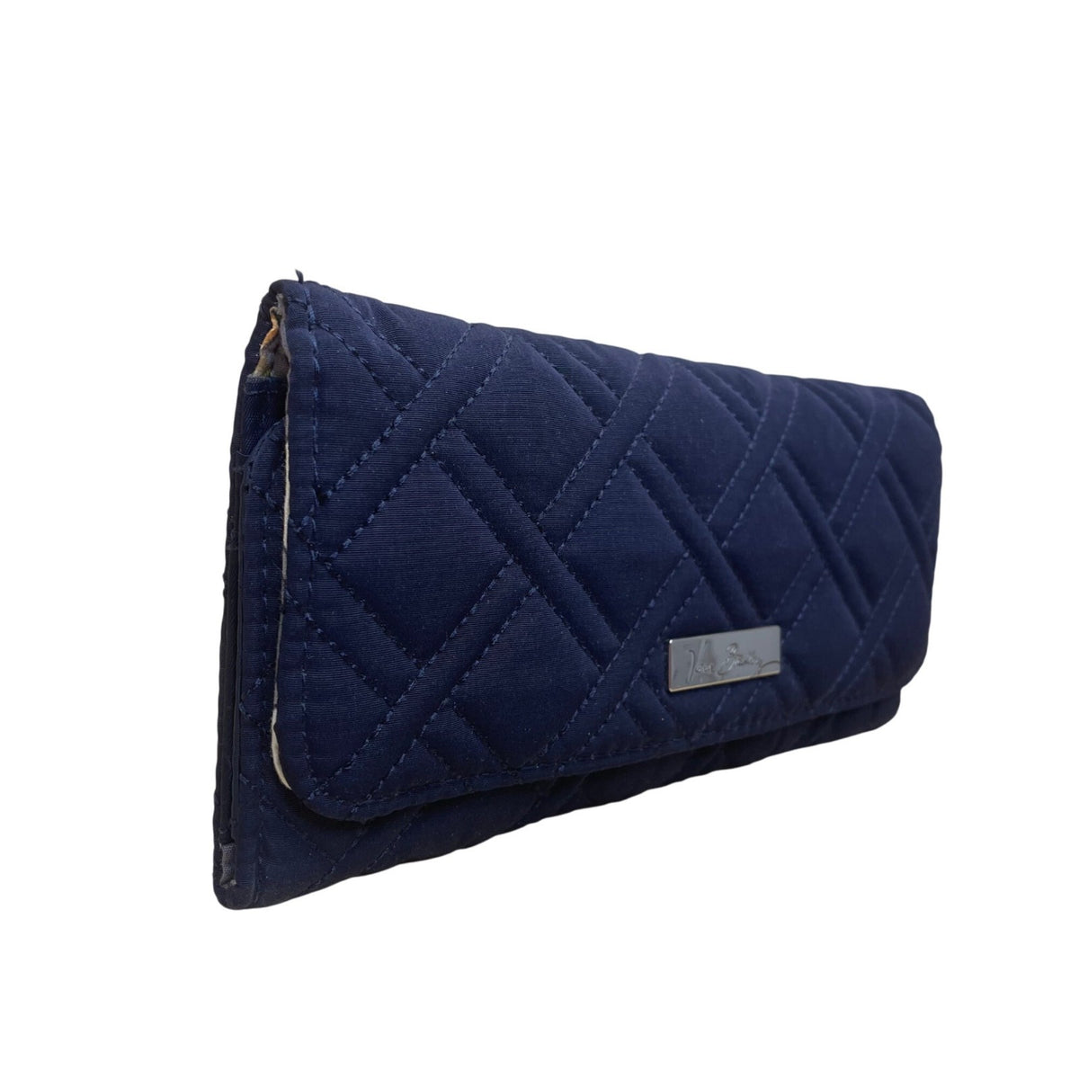 Vera Bradley Women’s Navy Quilted Fabric With Back Zip Pocket Wallet Clutch