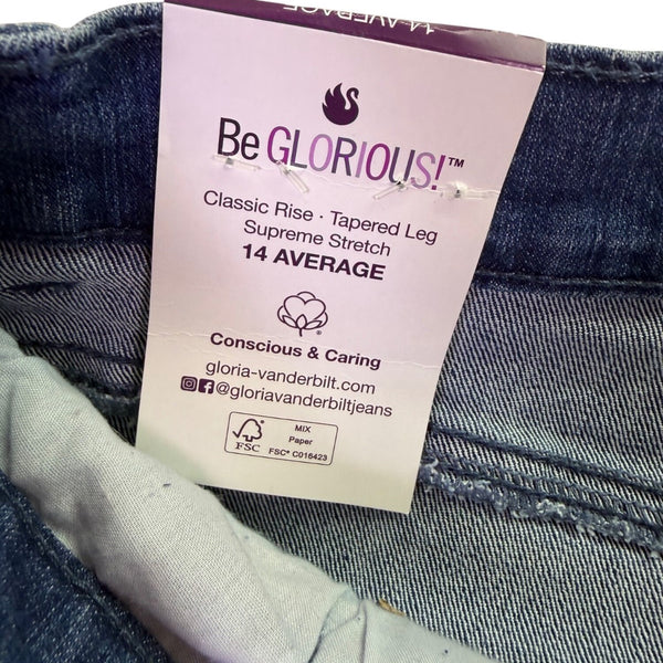 Gloria Vanderbilt Womens Blue Denim Amanda Straight-Leg Jeans Classic Fit Sz14