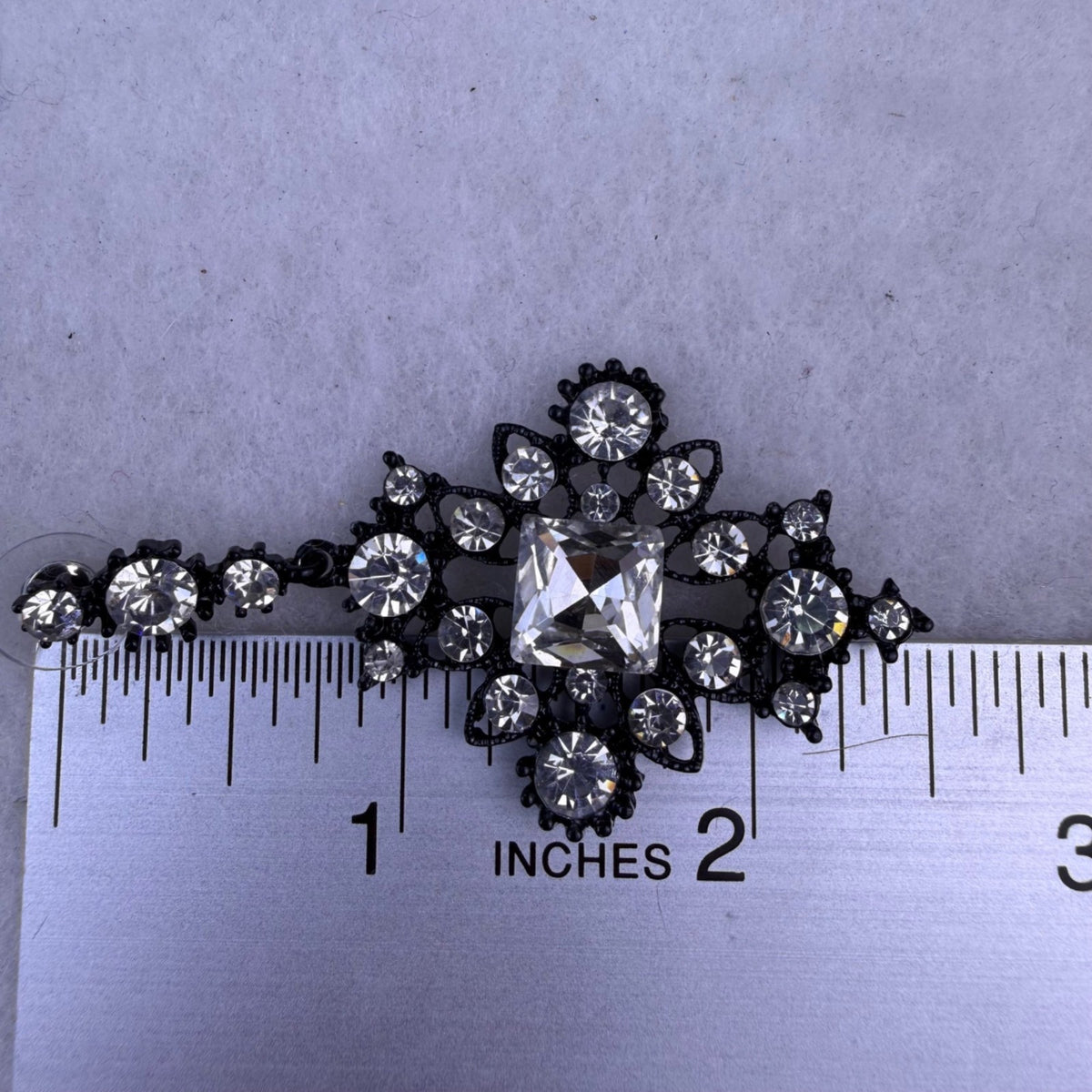 Black Filigree Womens Metal Drop Earrings Rhinestone Embellished Statement