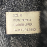 My Slippers Men’s Black Leather Faux Fur Lined Slip-On Clogs Size 13