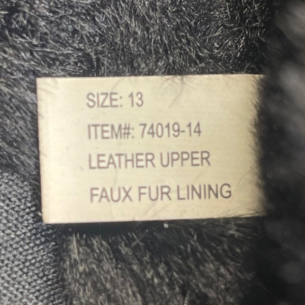 My Slippers Men’s Black Leather Faux Fur Lined Slip-On Clogs Size 13