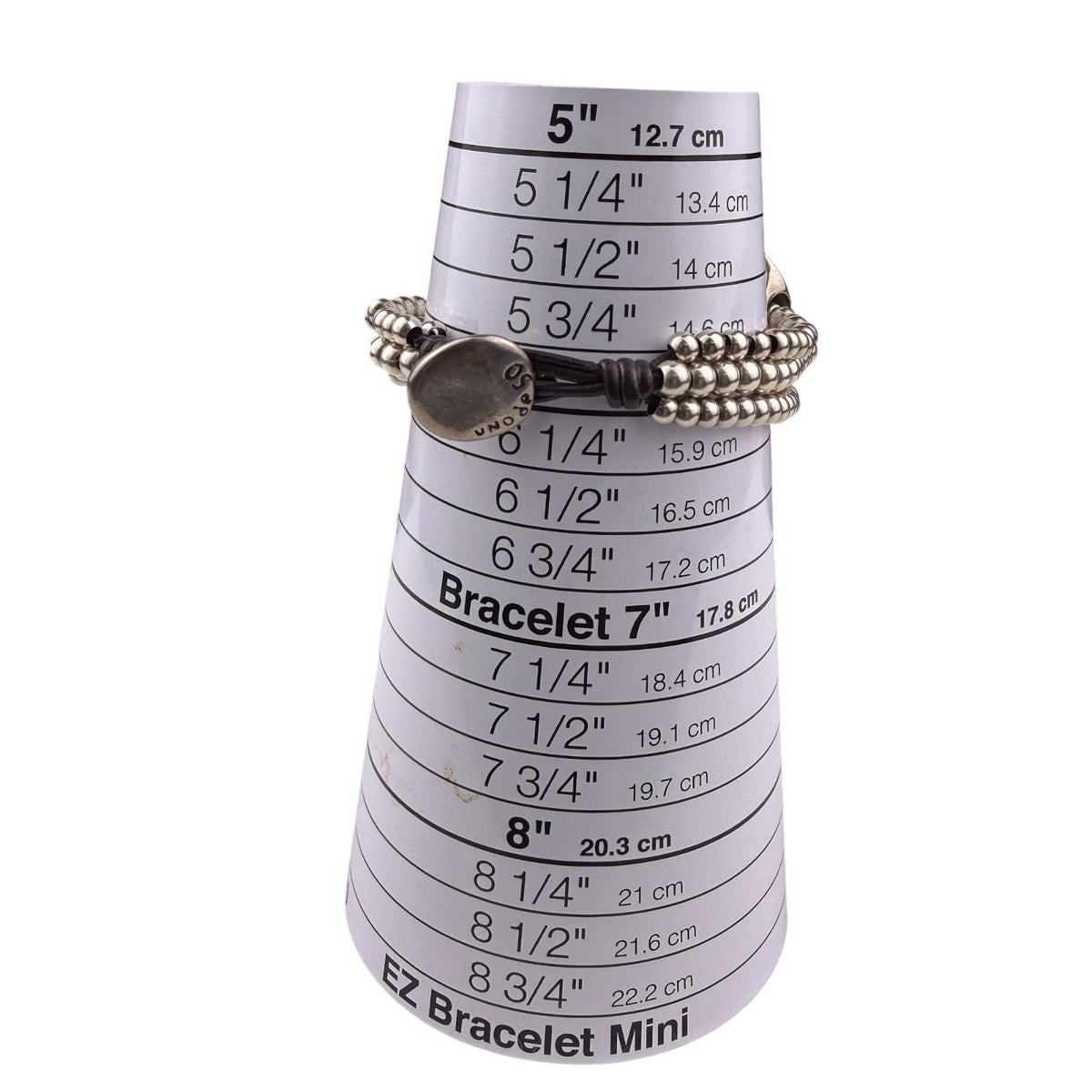 Uno De 50 Womens Silver Tone & Leather Beaded Faux Pearl Bracelet