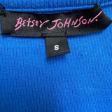 Betsey Johnson Womens Blue Cotton & Silk Dress Ruffled Sleeves Made In USA Sz S