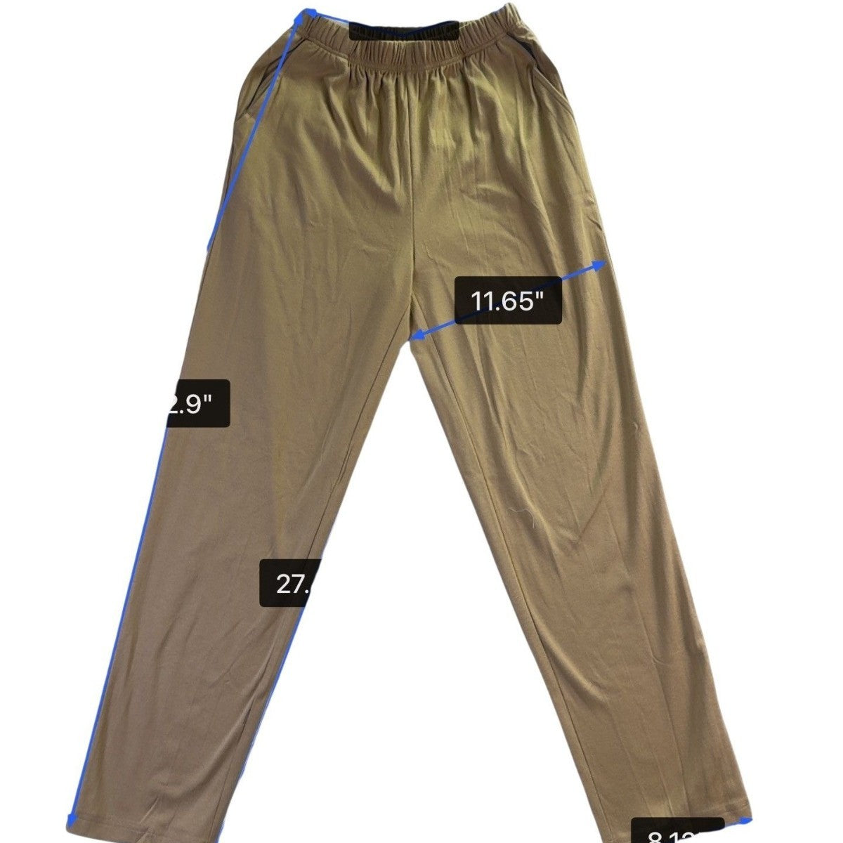 Woman Within Womens Tan Straight-Leg Pants With Elastic Waist & Pockets Size 12