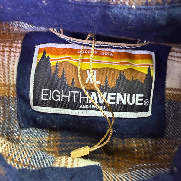 Eightthavenue Mens Plaid Button-Down Flannel Shirt  Long Sleeve Sz XL