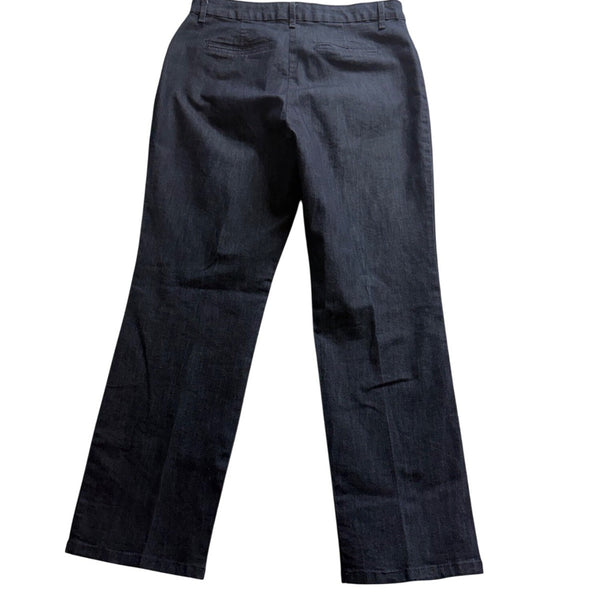 Lee Womens Dark Wash Denim Relaxed Straight-Leg Jeans Mid-Rise Short Size 10