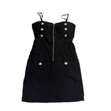 Body Central Women’s Black Mini Dress W/ Button Detail Zip Front Size M