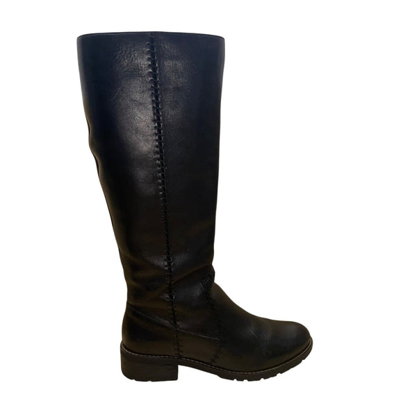 Sofft Women’s Black Leather Stitched Detailing Zip-Up Knee High Boots Size 7.5M