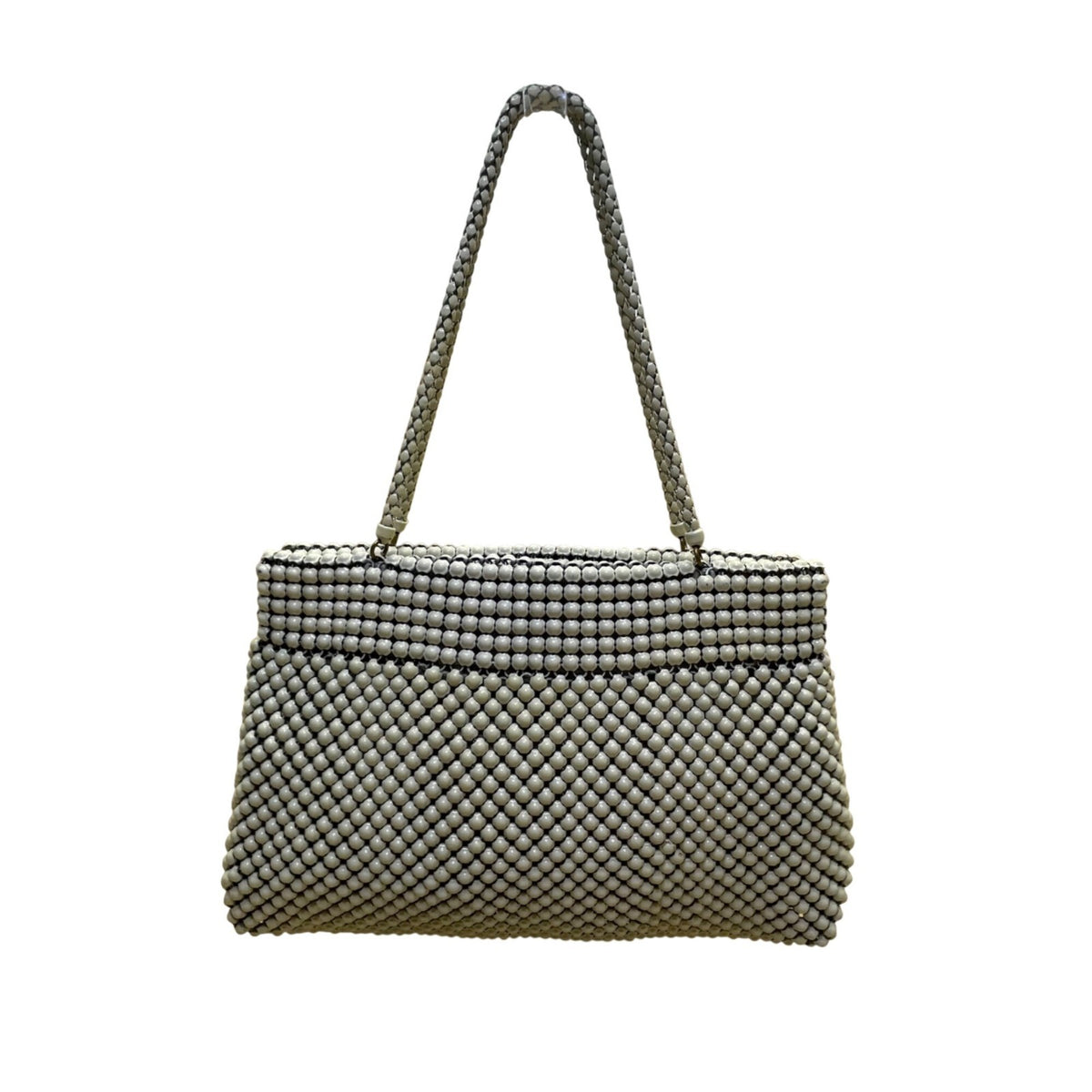Vintage Whiting & Davis Women’s White Alumesh US Made Beaded Shoulder Bag