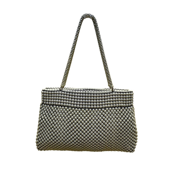 Vintage Whiting & Davis Women’s White Alumesh US Made Beaded Shoulder Bag