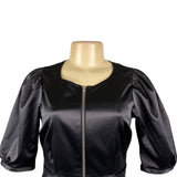 Rodebjer Womens Black Polyester & Elastane Puff Sleeve Zip-Up Mini Dress Size S