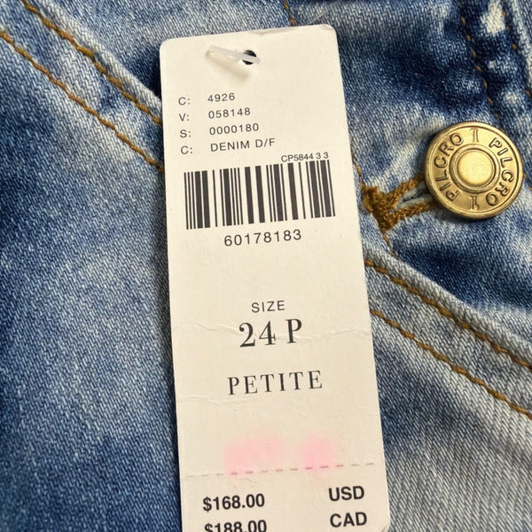 Anthropologie Womens Blue Cotton Blend Tie-Dye Denim Overalls Size 24 Petite