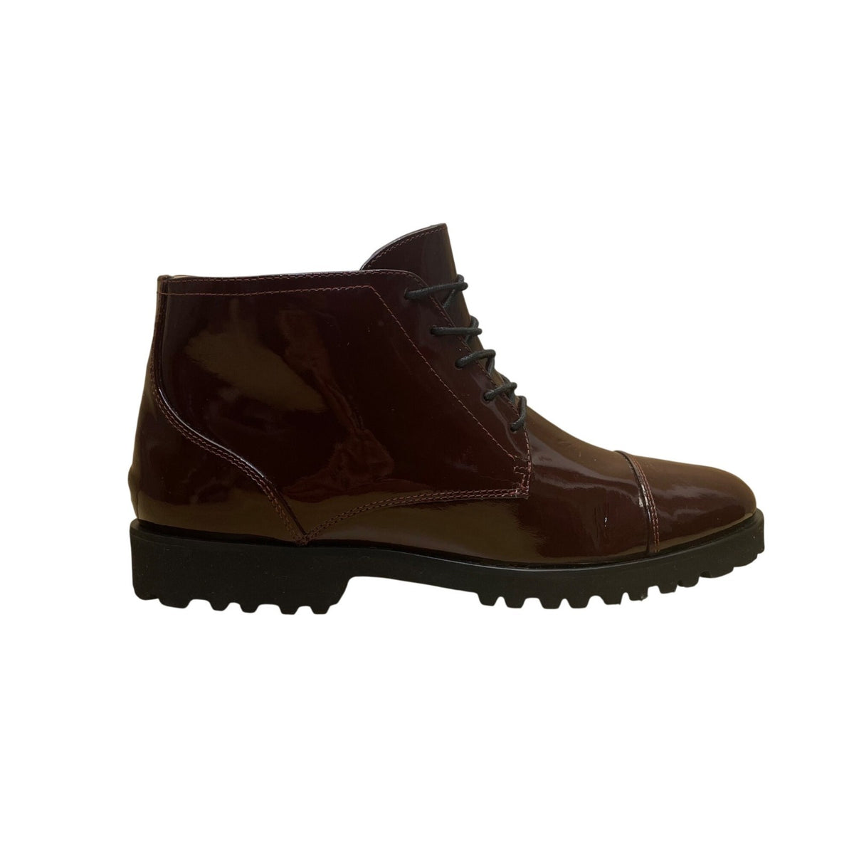 Amalfi Women’s Burgundy Patent Leather Lace-Up Ankle Boots Size 9.5N