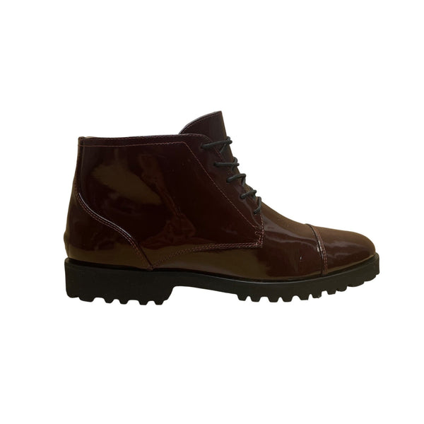 Amalfi Women’s Burgundy Patent Leather Lace-Up Ankle Boots Size 9.5N