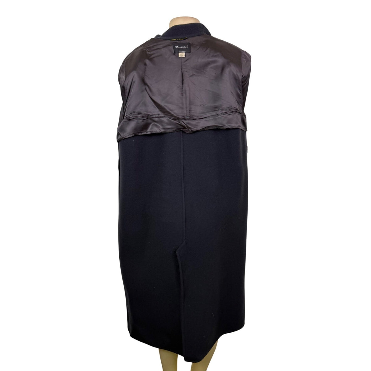 Ceplus Womens Black Wool Blend Long Coat Italy Double-Breasted Size 48