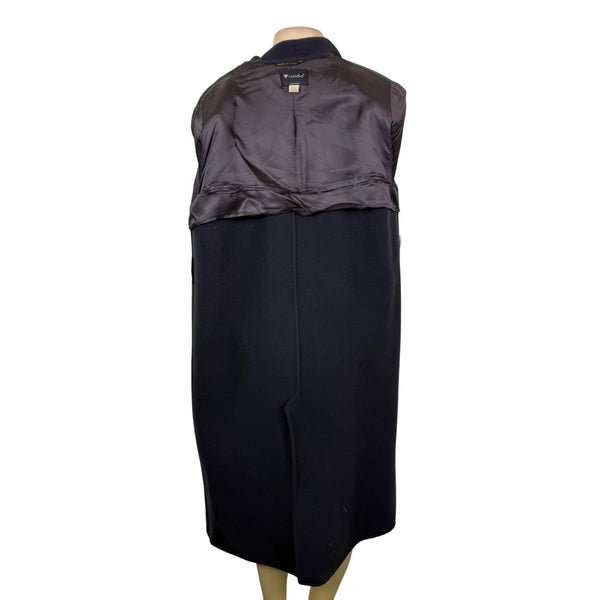 Ceplus Womens Black Wool Blend Long Coat Italy Double-Breasted Size 48