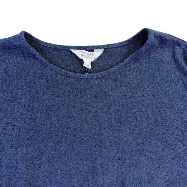 Market & Spruce Womens Navy & Beige Front Twist Knit Top Size L