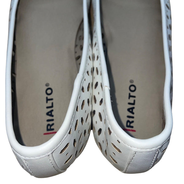 Rialto Women’s White Synthetic Bow Accents Cutout Garry Ballet Flats Size 8.5M