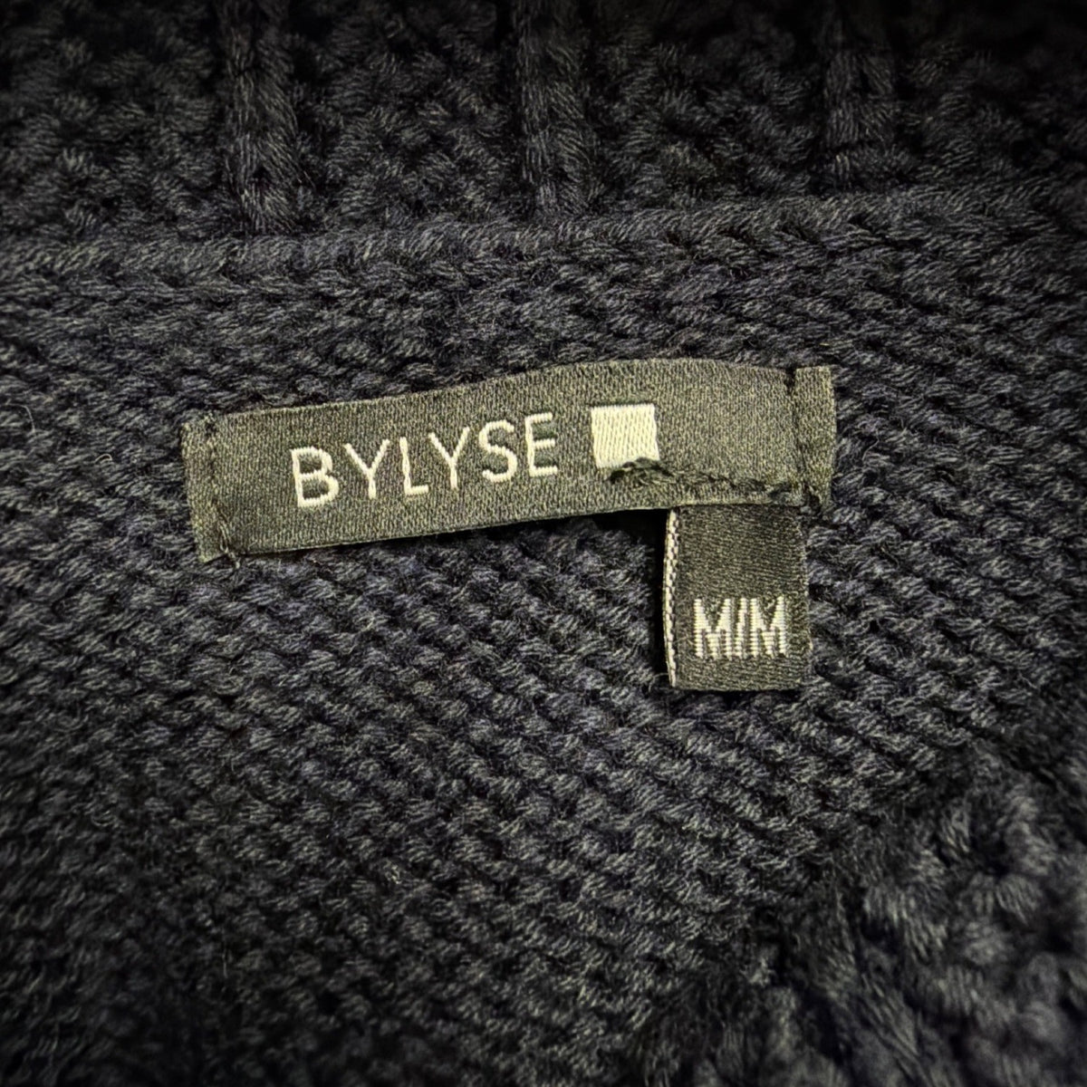 Bylyse Womens Navy Cotton-Blend Turtleneck Sweater Ribbed Knit Size M