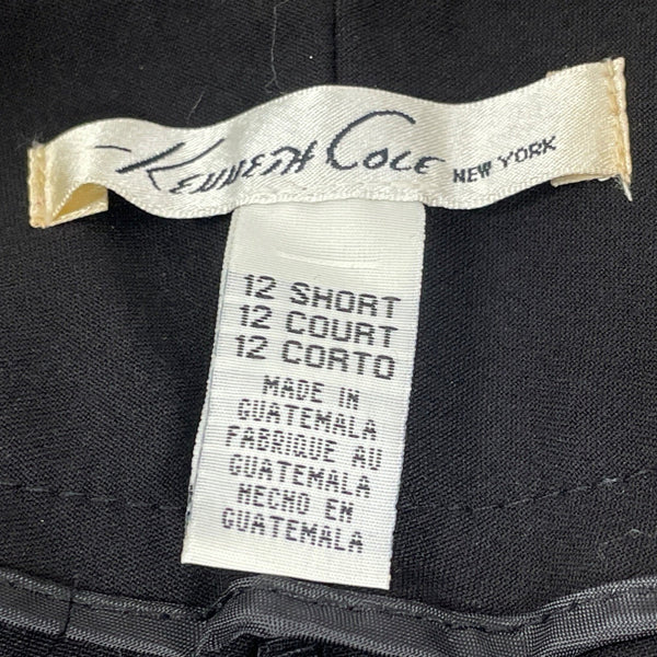 Kenneth Cole Women Black Dress Pants Short High-Waist Wide Leg Hook Sz 12 - New