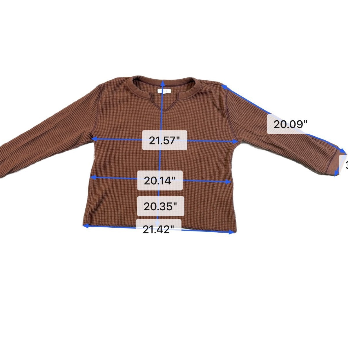 Madewell Womens Brown Cotton Blend Textured Knit Waffle Long Sleeve Top Size L