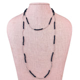 Silver Tone Womens Black Faceted Glass Beaded Necklace Contemporary Design 