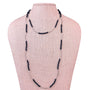 Silver Tone Womens Black Faceted Glass Beaded Necklace Contemporary Design 