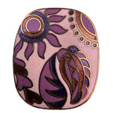 Giovanni Womens Gold Tone Cloisonné Brooch Vintage Floral & Paisley Motif Purple