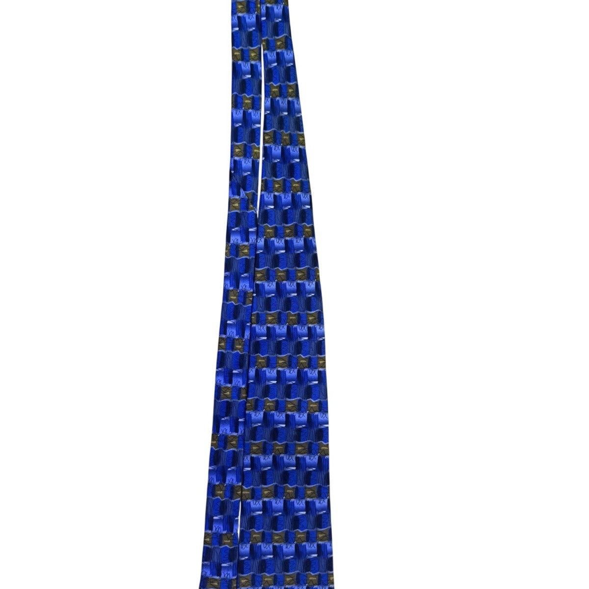 J. Garcia Mens Blue 100% Silk Geometric Pattern Necktie