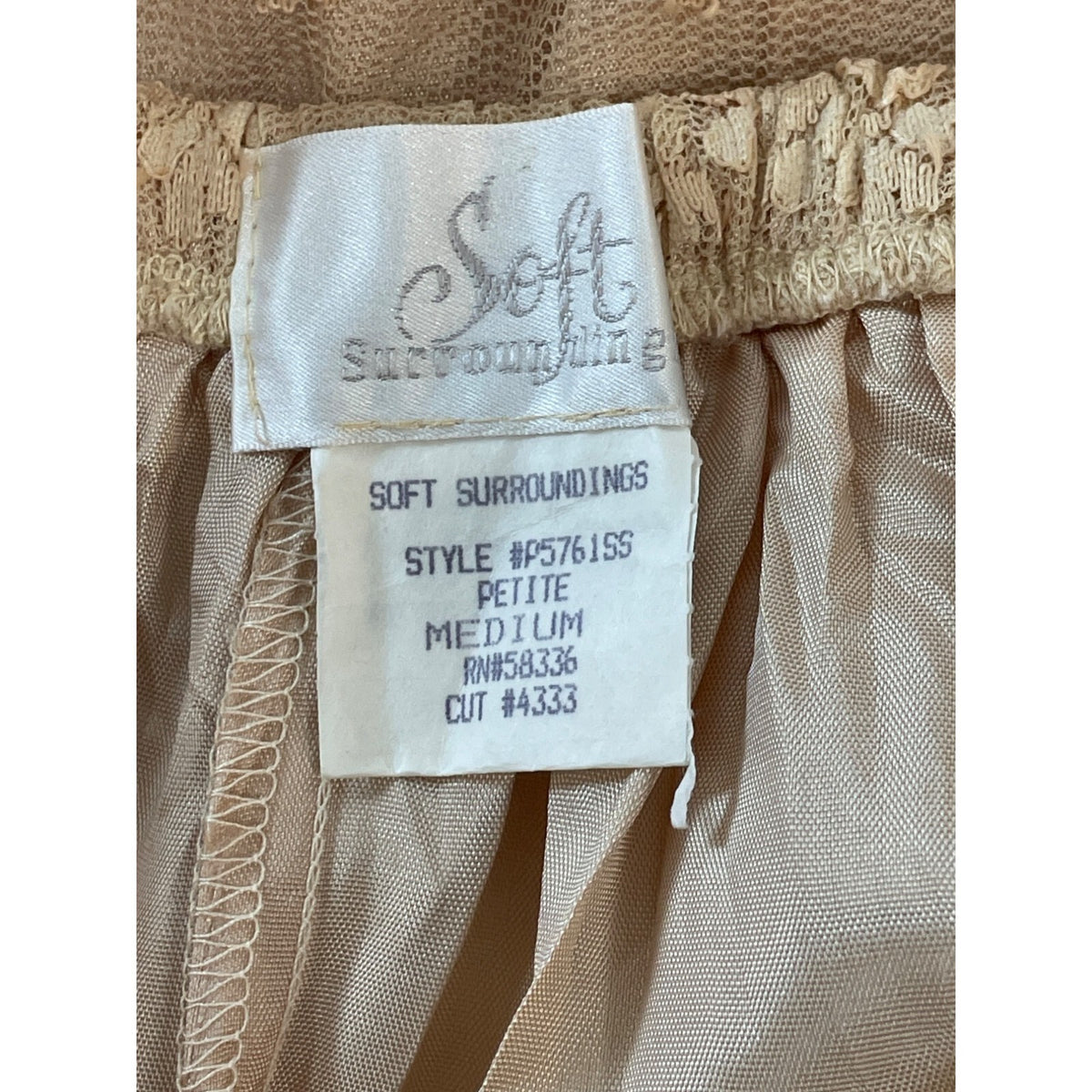 Soft Surroundings Women's Beige With Pink Lace Ribbon Long Skirt Sz M