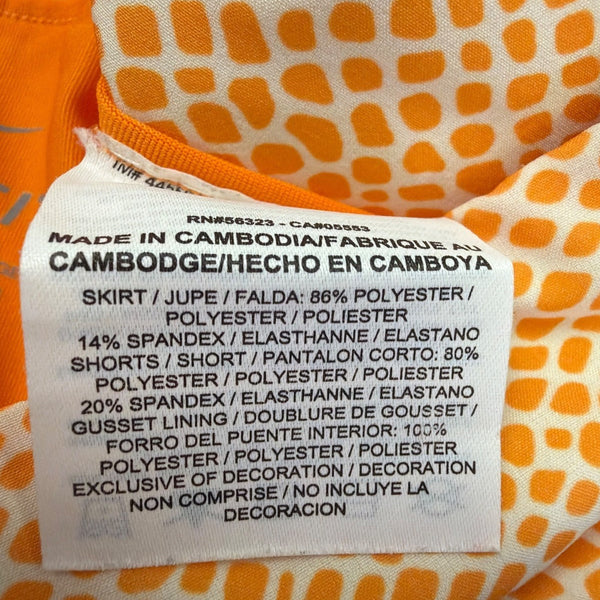 Nike Womens Orange Athletic Dri-FIT Skort Patterned Built-In Shorts Sz L