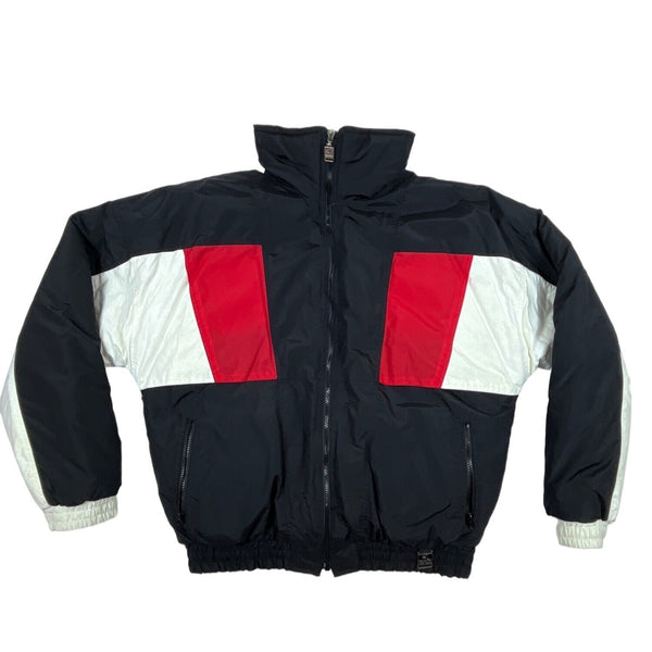 Downhill Racer Mens Colorblock Ski Jacket Black Red White Winter Coat Size L