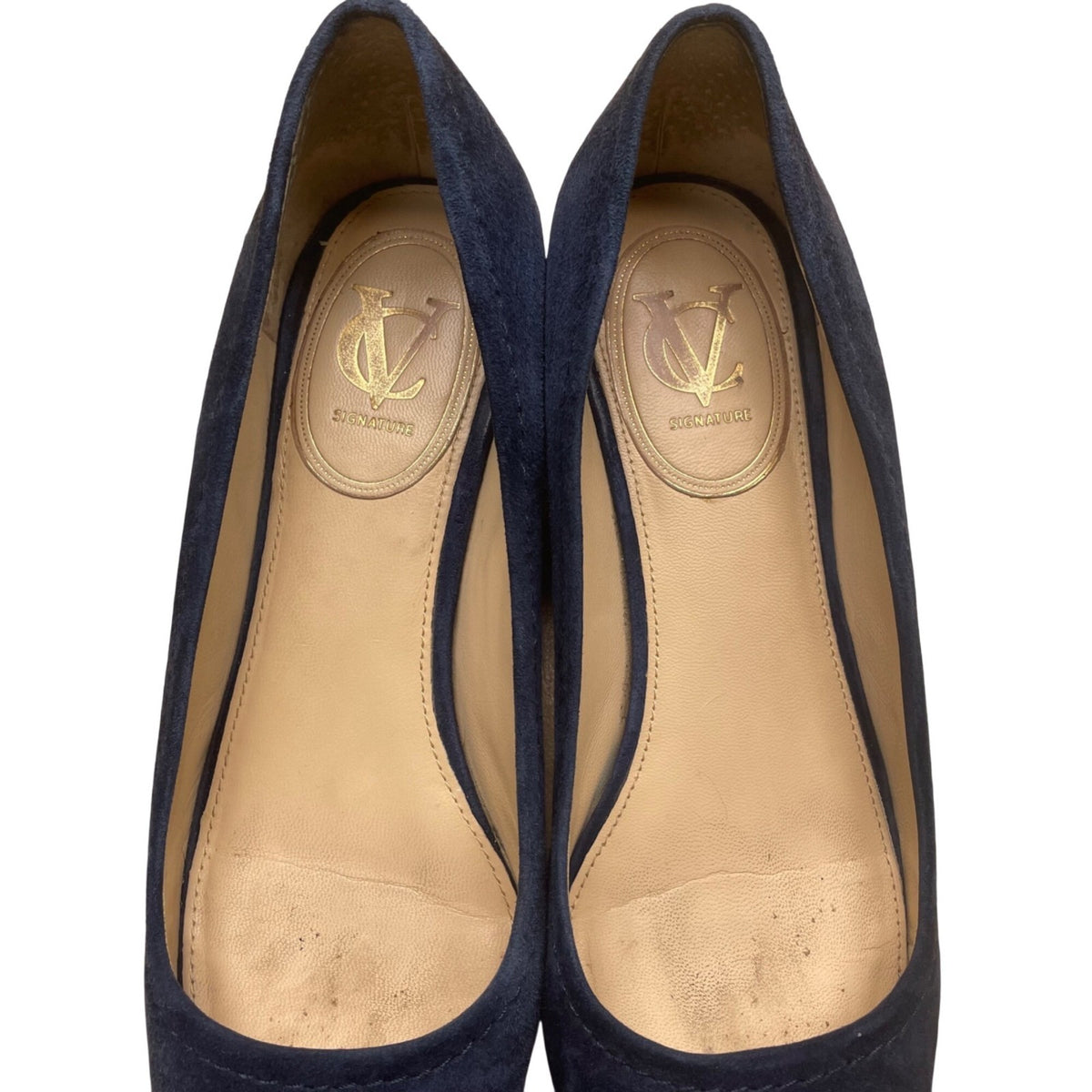 Vince Camuto Women’s Navy Suede Wedge Slip On Margarita Heeled Flats Size 6.5