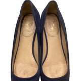 Vince Camuto Women’s Navy Suede Wedge Slip On Margarita Heeled Flats Size 6.5