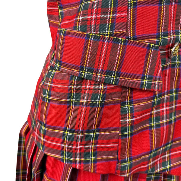 Hug Sunshine Womens Red Plaid Blazer & Pleated Skirt Set Sz L