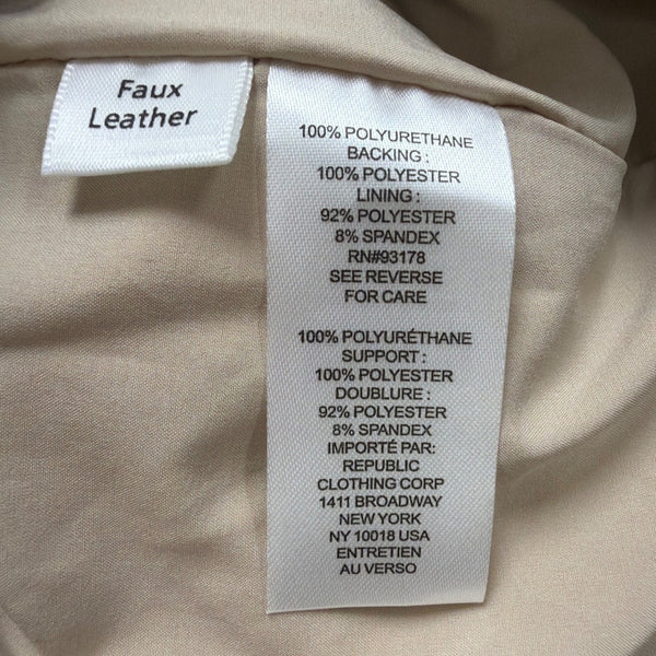 House Of Harlow 1960 Beige Faux Leather Short Sleeve Button-Down Mini Dress Sz S