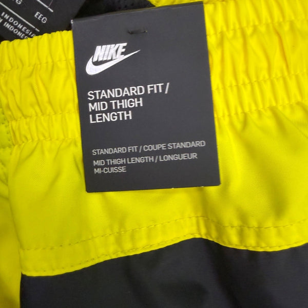 Nike Mens Black/Yellow Graphic Athletic Shorts  Fitness Mid-Thigh Design Sz XXL