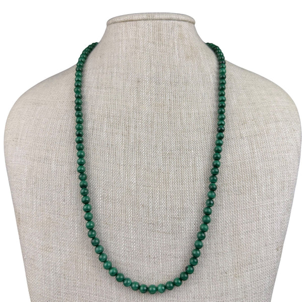 Vintage Green Malachite Womens Necklace & Gold Tone Earrings Set Elegant Design