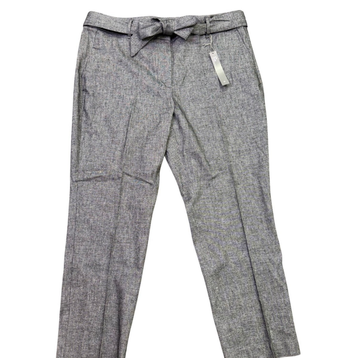 Loft Womens Gray Linen Blend Tapered Pants Tie Waist High Rise Size 16